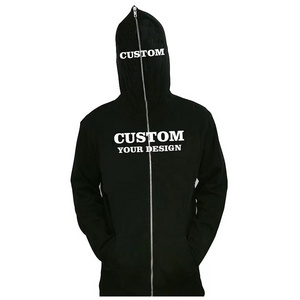 Custom logo high quality black zip up hoodie men plain blank  full face zip hoodie Drop Shoulder hoodie with zipper