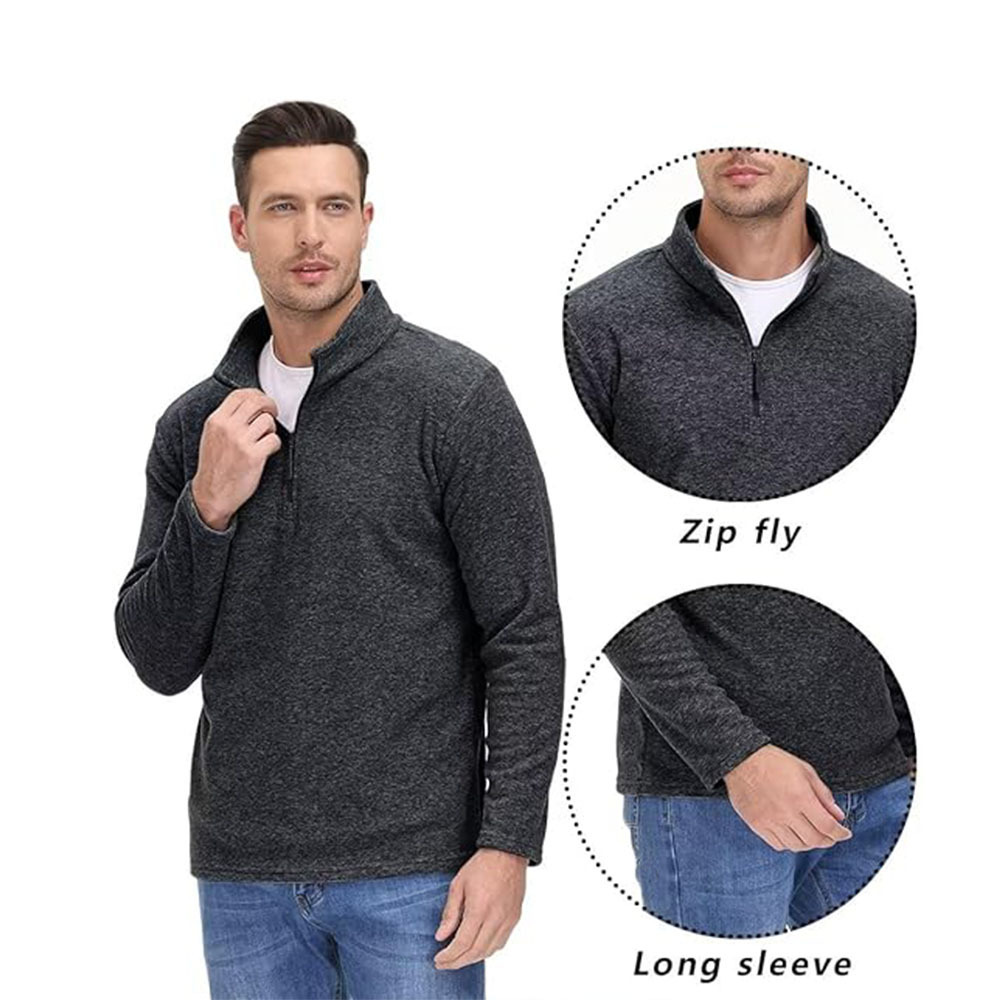 Custom Mock Neck Men's Pullover Sports Polo 1/4 Zip up Fleece Sweatshirt Casual Long Sleeve Running Athletic Workout Coat Hooded