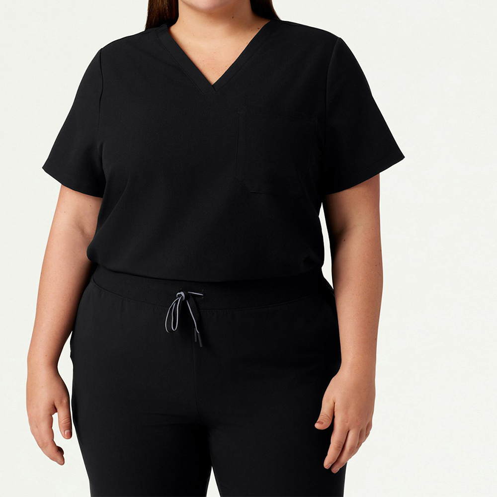 Anti-Wrinkle Scrub Set Classic Premium Unisex V-Neck Fit Women Jogger Medical Black Uniform