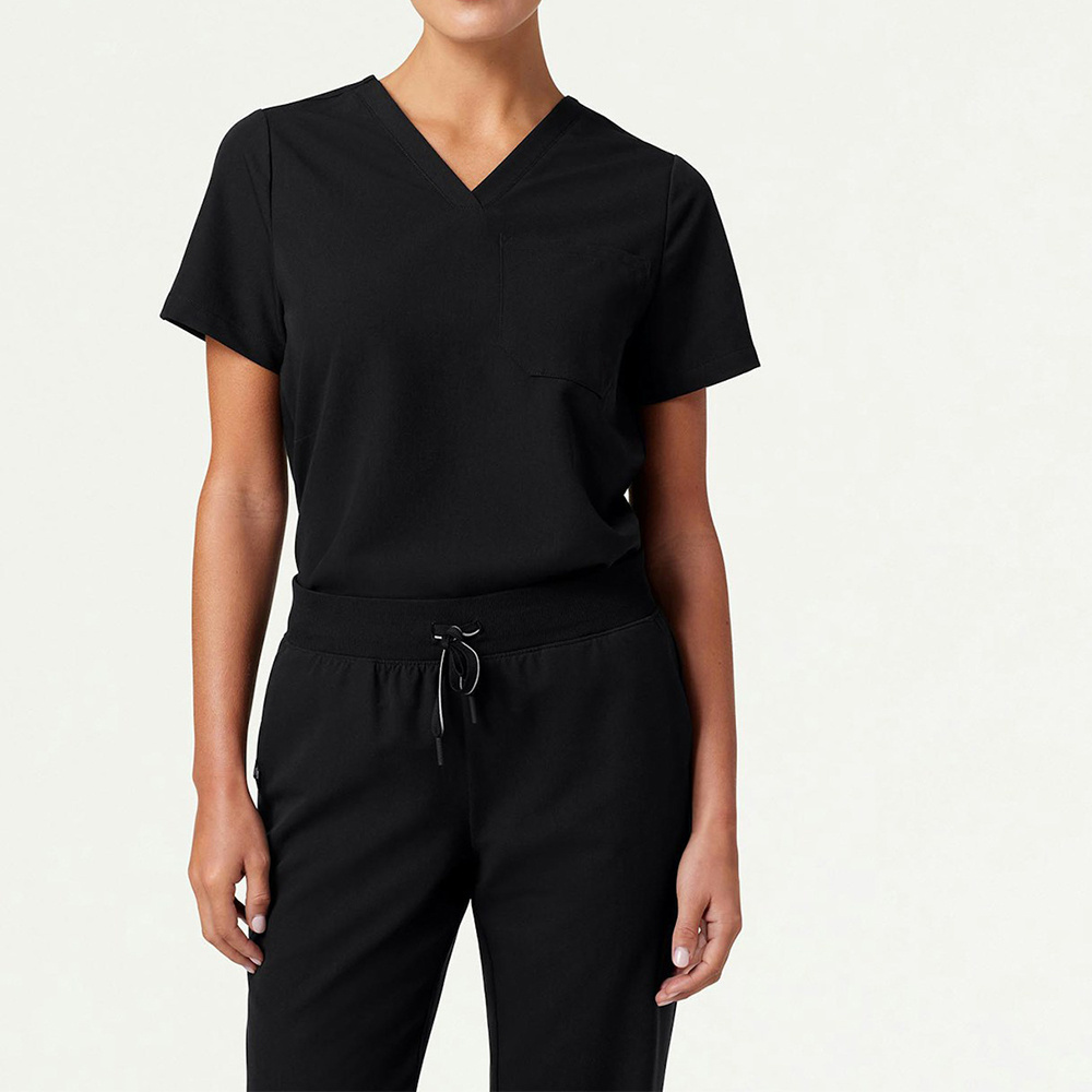 Anti-Wrinkle Scrub Set Classic Premium Unisex V-Neck Fit Women Jogger Medical Black Uniform