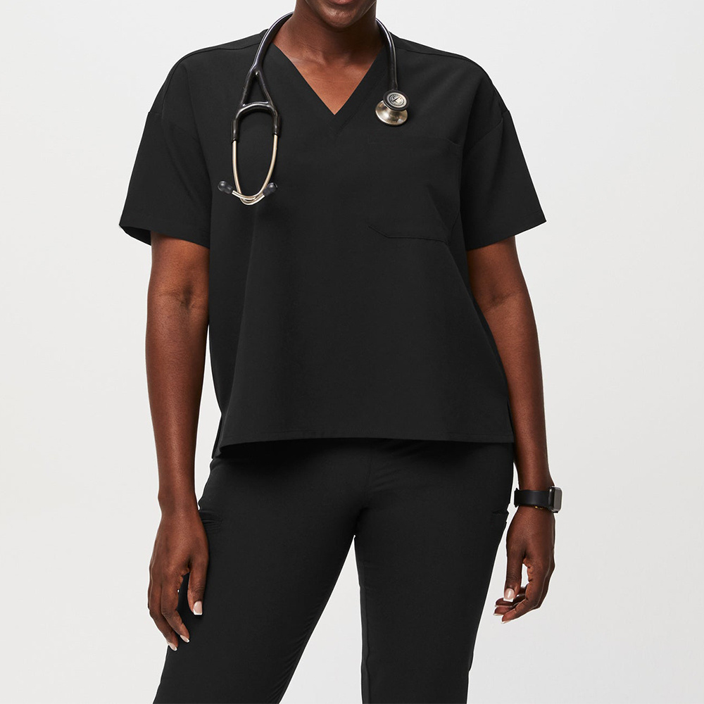 Fashionable Medical Scrub tops Vendors Stretch For  Hospital Uniform Women Nurse scrub Sets scrubs uniforms sets black oem