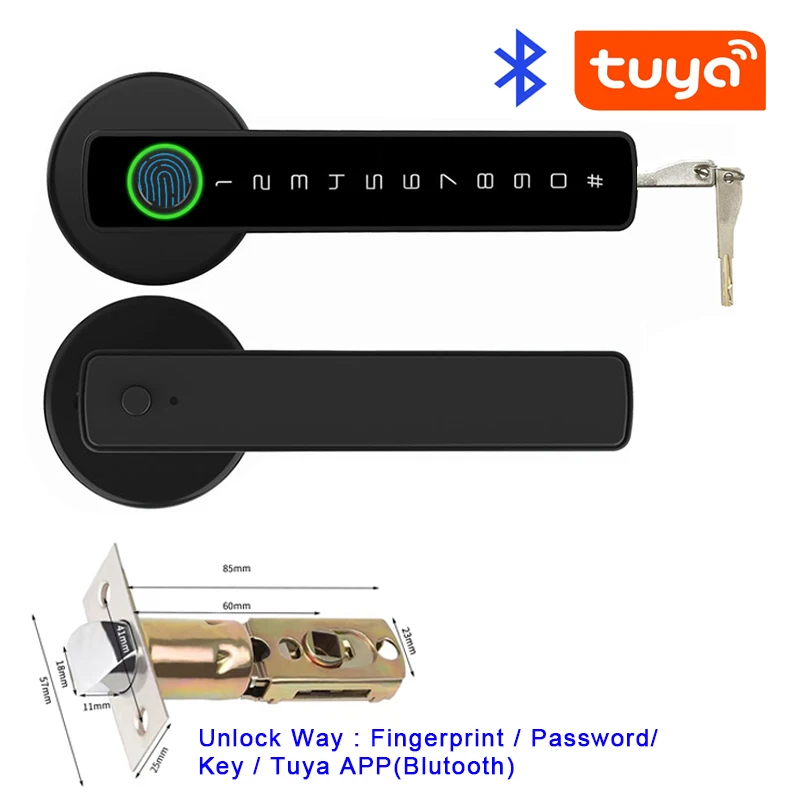 Tuya Biometric Fingerprint Smart Door Lock Password Electronic Digital Lock Keyless Entry Door Knobs lock for Bedroom Home