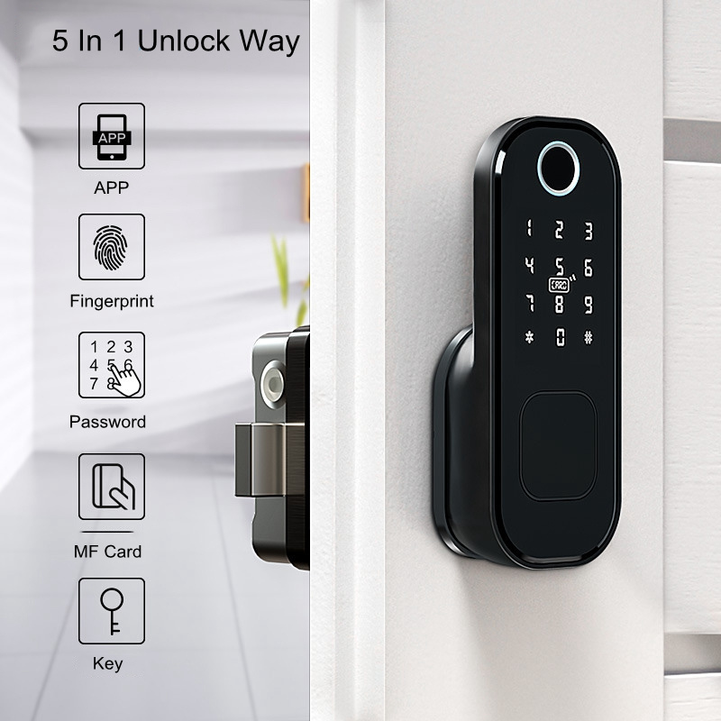 Fingerprint Remote Control Outdoor Door Electronic Gate Lock Bluetooth TUYA TTLock APP Password IC Card Keyless Smart Door Lock