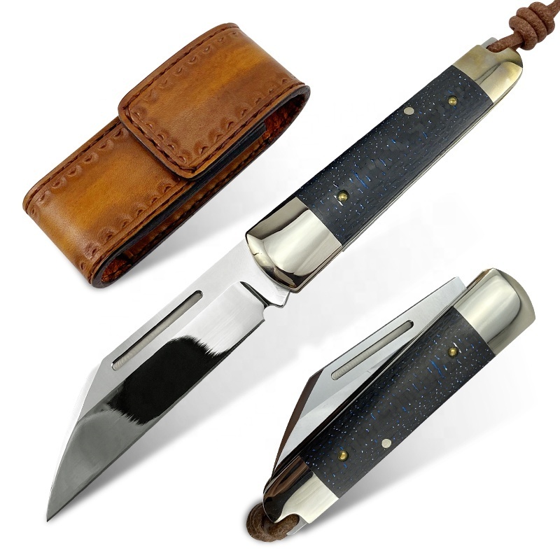 High Quality Sand vik 14c28 Steel Pure Copper Bolster Color Carbon Fiber Handle Folding Knife