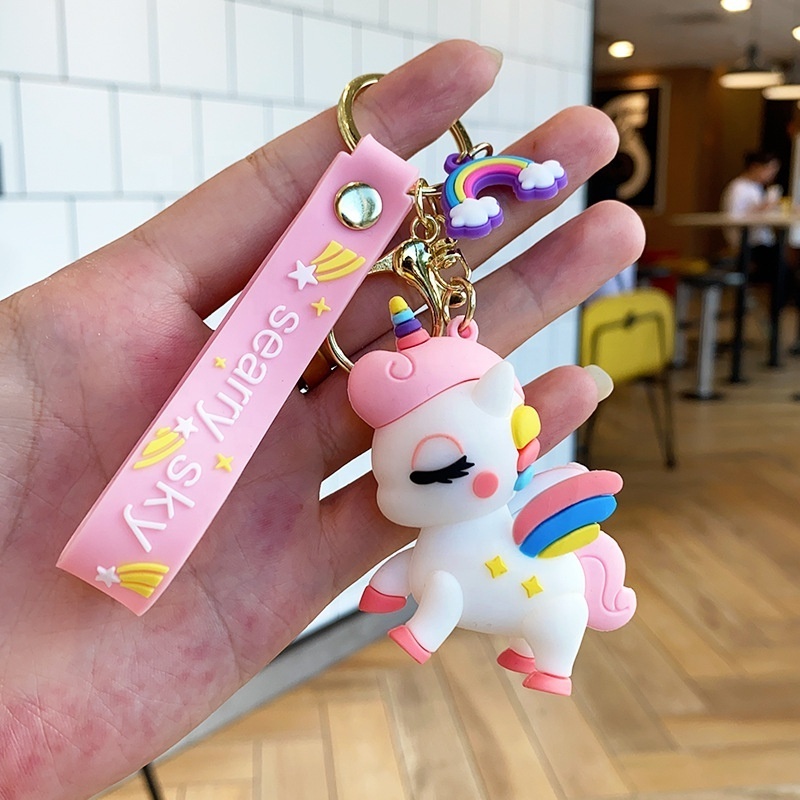 Wholesale Cartoon Unicorn Keychain Doll keyring Female Pendant Gift