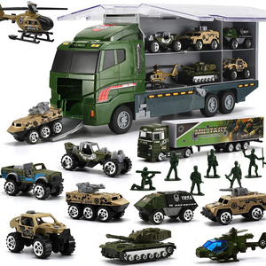 Custom Military Truck with Soldier Men Set Mini Die-cast Battle Car in Carrier Truck