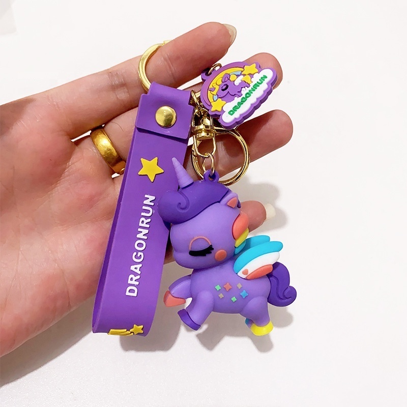 Wholesale Cartoon Unicorn Keychain Doll keyring Female Pendant Gift