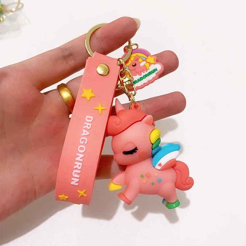 Wholesale Cartoon Unicorn Keychain Doll keyring Female Pendant Gift