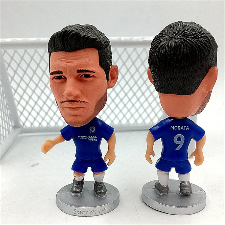 3D Mini Plastic Football Soccer stars Messi Ronaldo Van dijk Hazard Molas Neymar action PVC Figure Key Ring Chain