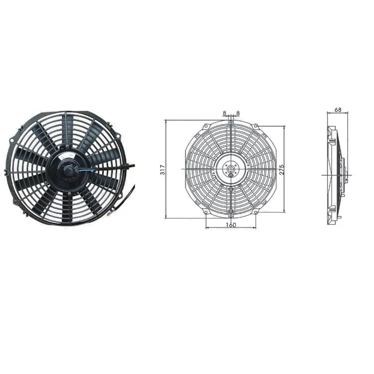 12 Inch Straight Blade Universal Auto AC Electric Cooling Fan Car Fan for Radiator Black Plastic 18 Inch Camry 2007 Air Cool