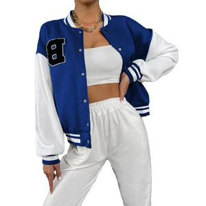 new cropped style varsity jacket for women Breathable Cotton Leather winter collection fashion jacket women short varsity jacket