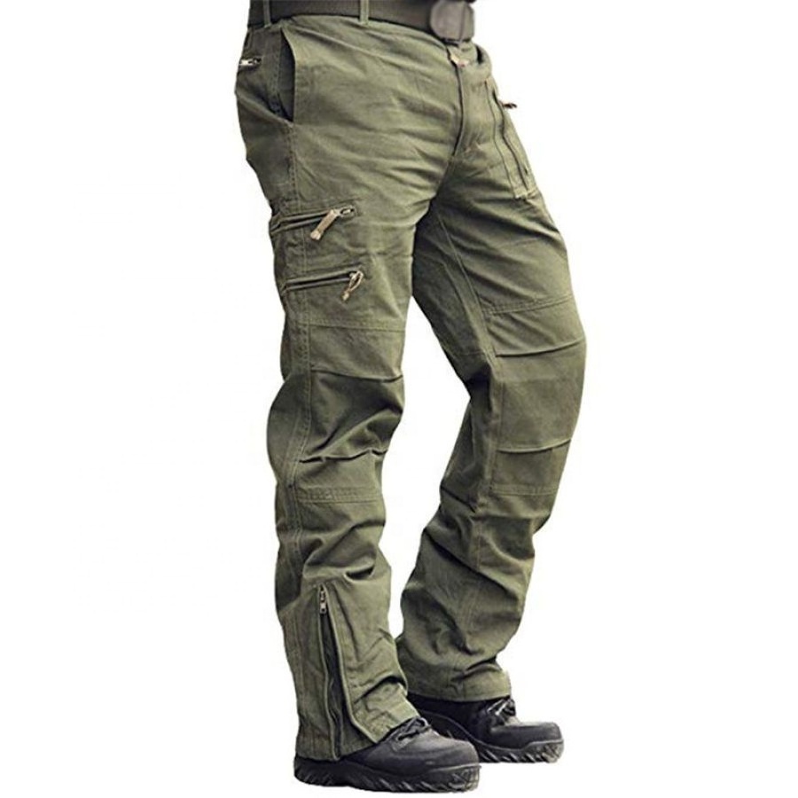 2022 OEM Men's Tactical Water Repellent Cargo Pants Lightweight Hiking Multi Functional Pockets Work baggy jeans zipper bottom