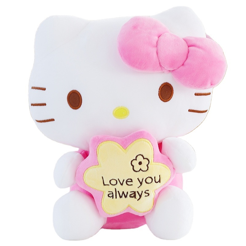 Hot Sales Japanese Cartoon Pink Hello KT Cat Plush Toy Flower Kitty Stuffed Plush Toys Kawaii Hello KT Kids Toys