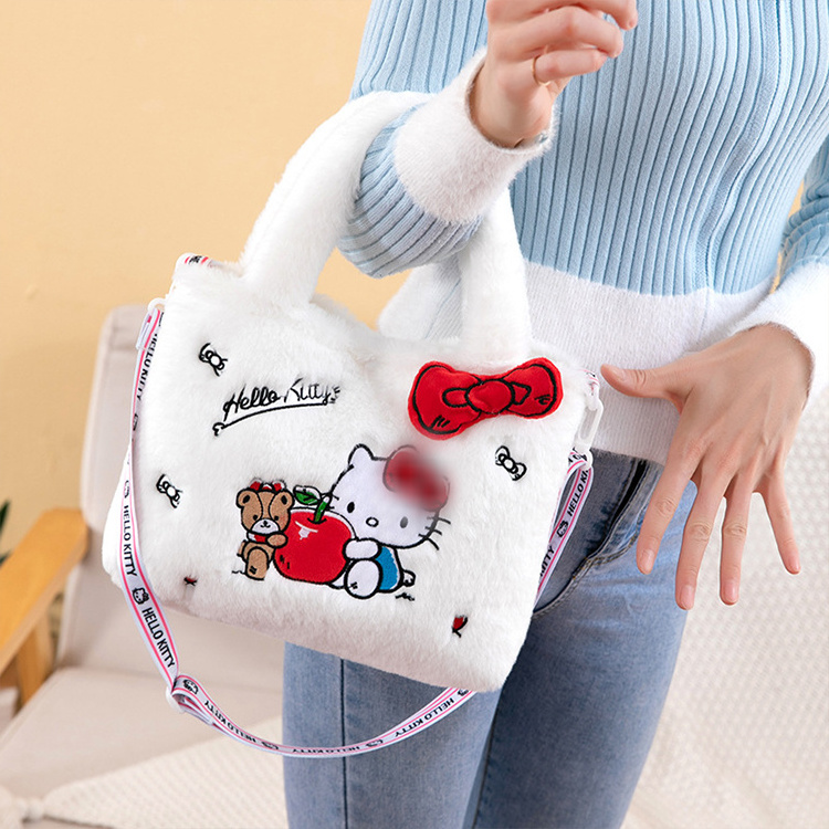 26cm Kawaii Kuromis Plush Bag Sanrios My Melodies Cinnamorolls Pochacco Handbag Wholesale Cute Hello KT Kitties Stuffed Backpack