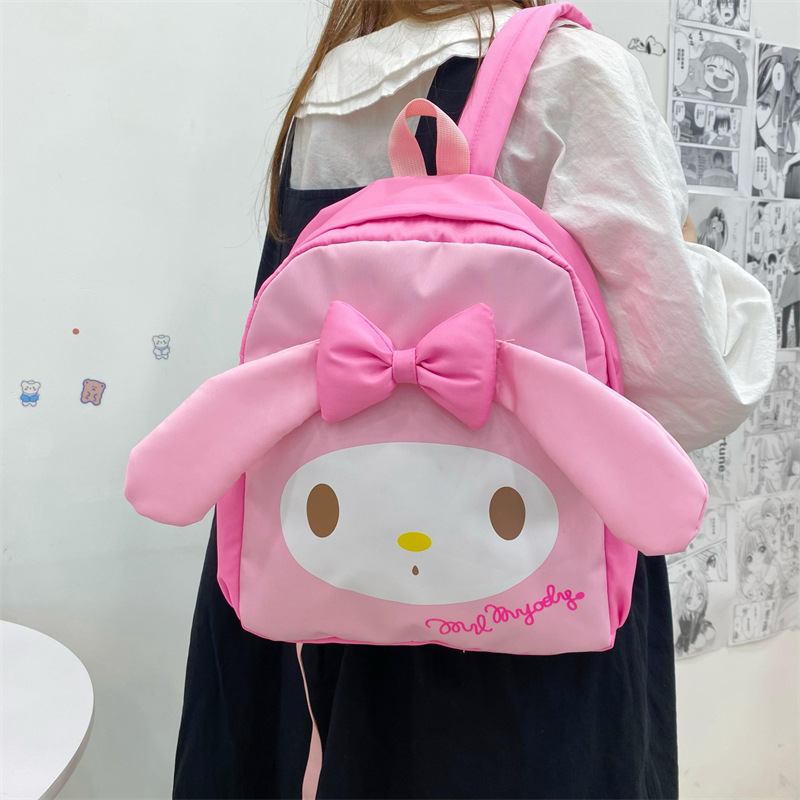 HL In Stock Anime My Melody Kuromi Cinnamoroll Student Bag Backpack Lightweight Tarp Melody Backpacks Hello KT Kitties  Backpack