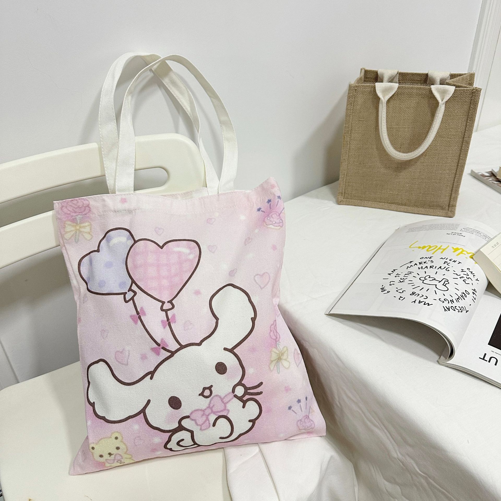 New KT Kuromi Canvas Bag Cinnamoroll Pochacco Anime Cartoon Cute Student Handbag Book Shopping Storage Bags for Girls Gifts