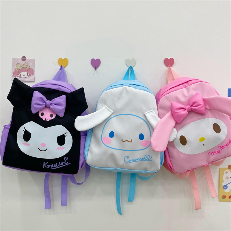 HL In Stock Anime My Melody Kuromi Cinnamoroll Student Bag Backpack Lightweight Tarp Melody Backpacks Hello KT Kitties  Backpack