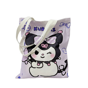 New KT Kuromi Canvas Bag Cinnamoroll Pochacco Anime Cartoon Cute Student Handbag Book Shopping Storage Bags for Girls Gifts