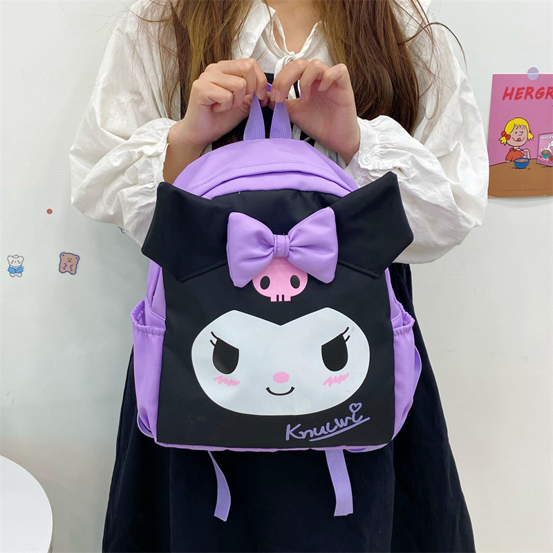 HL In Stock Anime My Melody Kuromi Cinnamoroll Student Bag Backpack Lightweight Tarp Melody Backpacks Hello KT Kitties  Backpack