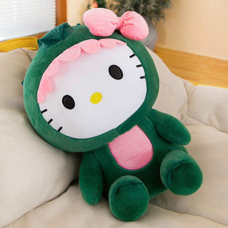 HL New Green Dinosaur Drag KT Hallo Kitty Kulomi Large Size Girls Cute Plush  Kids Doll Super Soft Toy for Kids