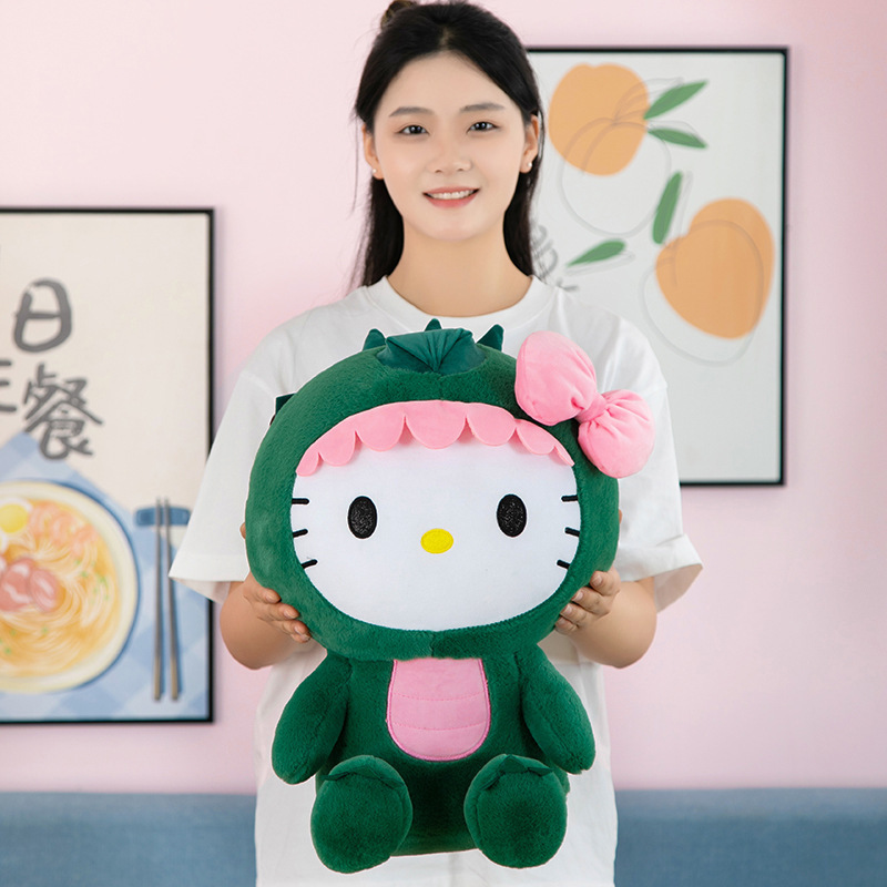 HL New Green Dinosaur Drag KT Hallo Kitty Kulomi Large Size Girls Cute Plush  Kids Doll Super Soft Toy for Kids