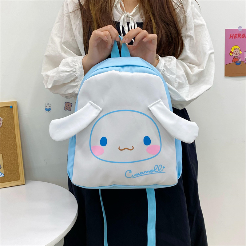 HL In Stock Anime My Melody Kuromi Cinnamoroll Student Bag Backpack Lightweight Tarp Melody Backpacks Hello KT Kitties  Backpack