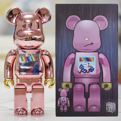 HL Black Gold Bear Violent Bear Transparent Plating Lake Green Chiaki DIY Bearbrick 400% Resin Bear Kwas Toy Figures