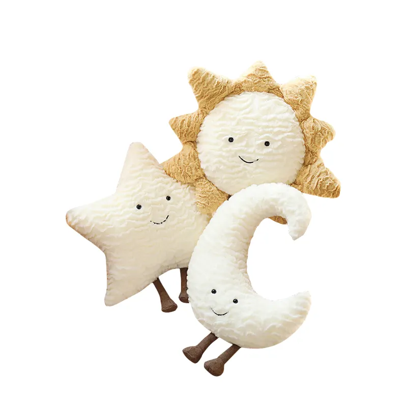 Hot Selling Sky Series Star Throw White Fluffy Plush Toy Kawaii Home Decorations Star Moon Sun Plush Squishy Baby Toys