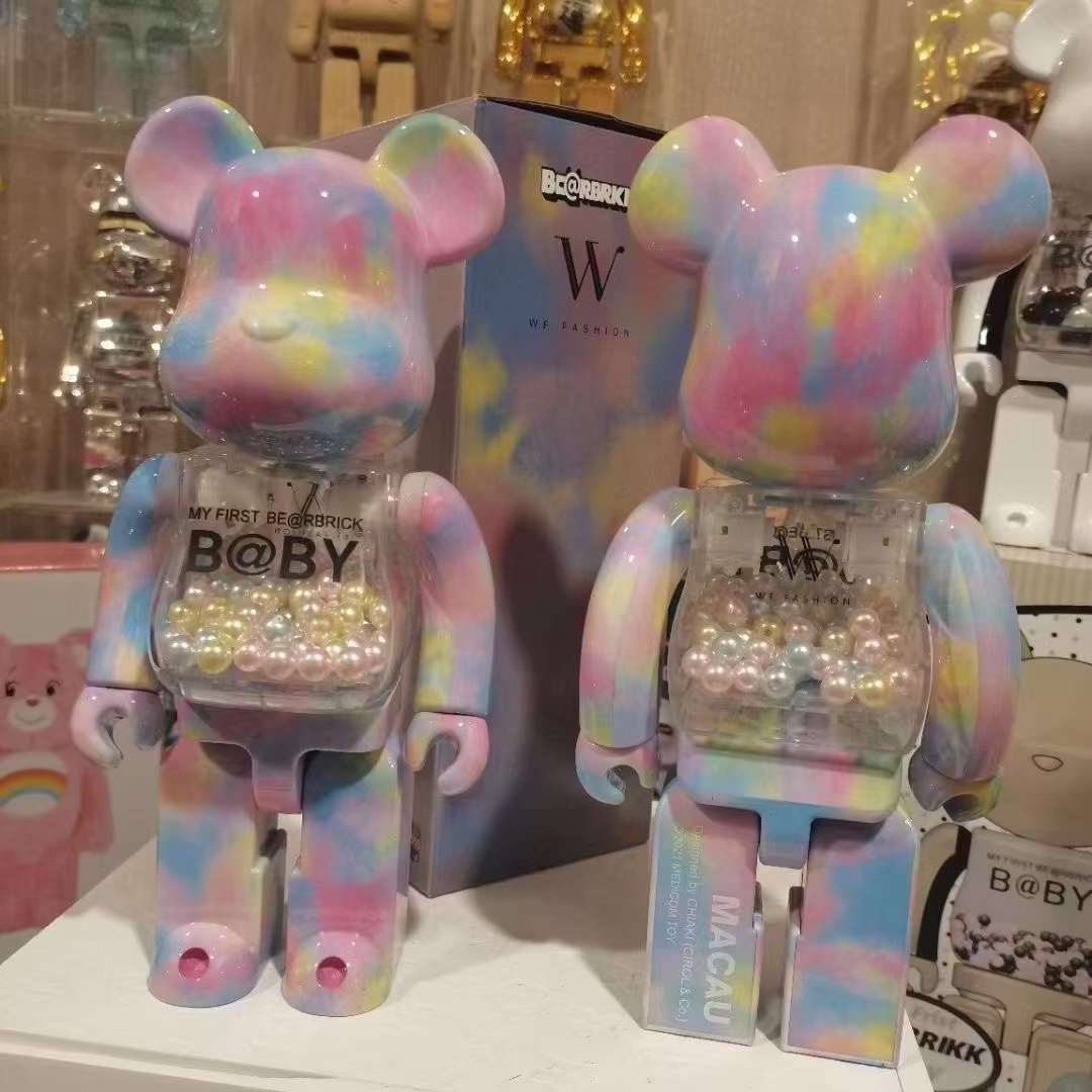 HL Black Gold Bear Violent Bear Transparent Plating Lake Green Chiaki DIY Bearbrick 400% Resin Bear Kwas Toy Figures