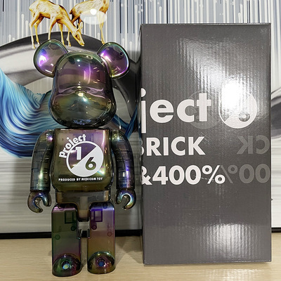 HL Black Gold Bear Violent Bear Transparent Plating Lake Green Chiaki DIY Bearbrick 400% Resin Bear Kwas Toy Figures