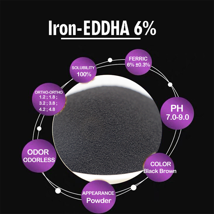 EDDHA-Fe plant growth stimulants 100% water soluble O-O from 1.2 to 4.8 chelated iron fertilizer