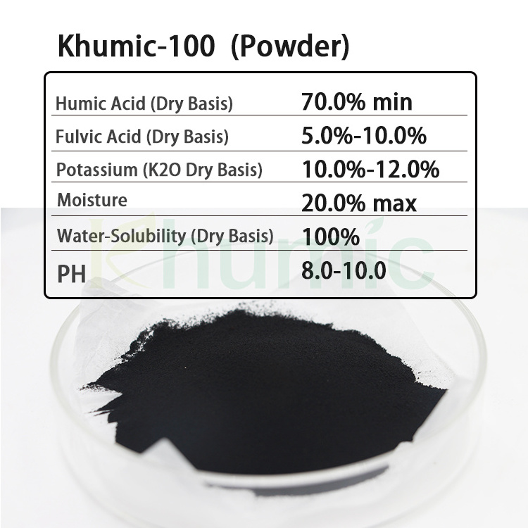 7 days Lead time KHUMIC-100 foliar spray water soluble leonardite source Potassium Humate organic fertilizer humic acid price