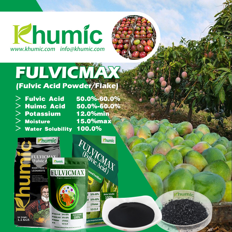 KHUMIC FULVICMAX 100% water soluble black flakes pure natural leonardite organic fertilizer fulvic acid in 1kg 5kg 10kg 25kg bag