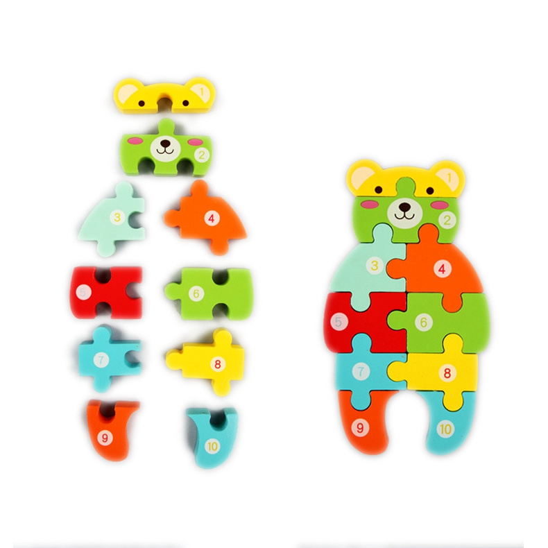 Factory Wholesale Baby Toys Wooden Puzzle Cute Animals Shape Matching 3D Puzzle Board Game Wooden Montessori Toys