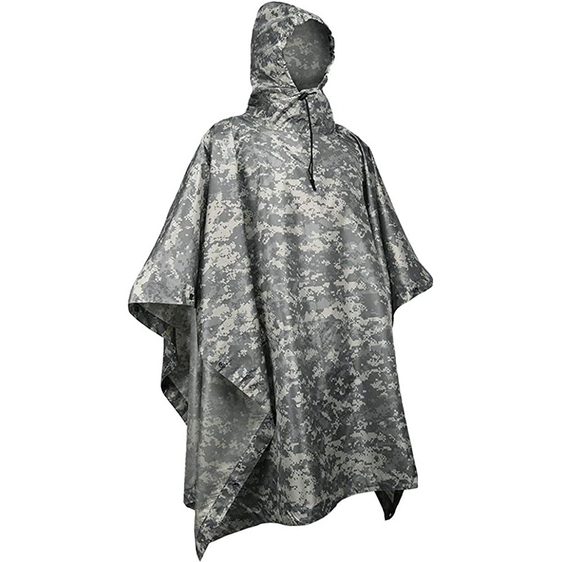 Camouflage Tactical  Waterproof Sun Protection Clothing PU Coating Tactical Raincoat Poncho