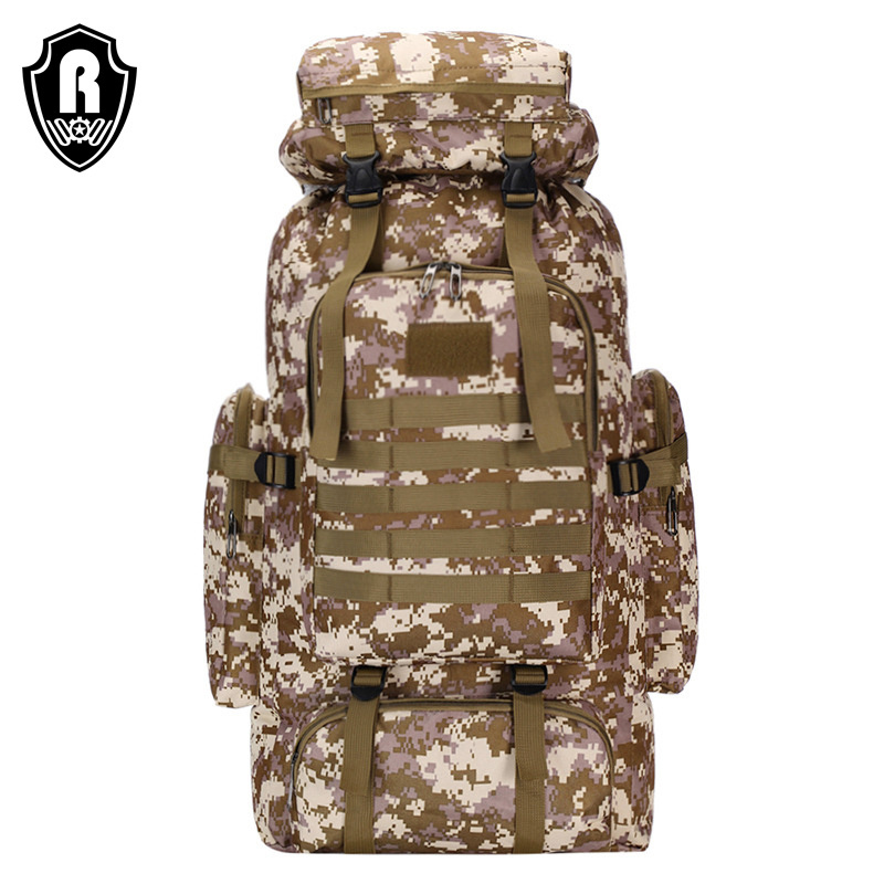 Custom Logo 80L large High Quality Camel Back Mountain Bag Smell Proof Green Camouflage Tactical Backpack Hiking