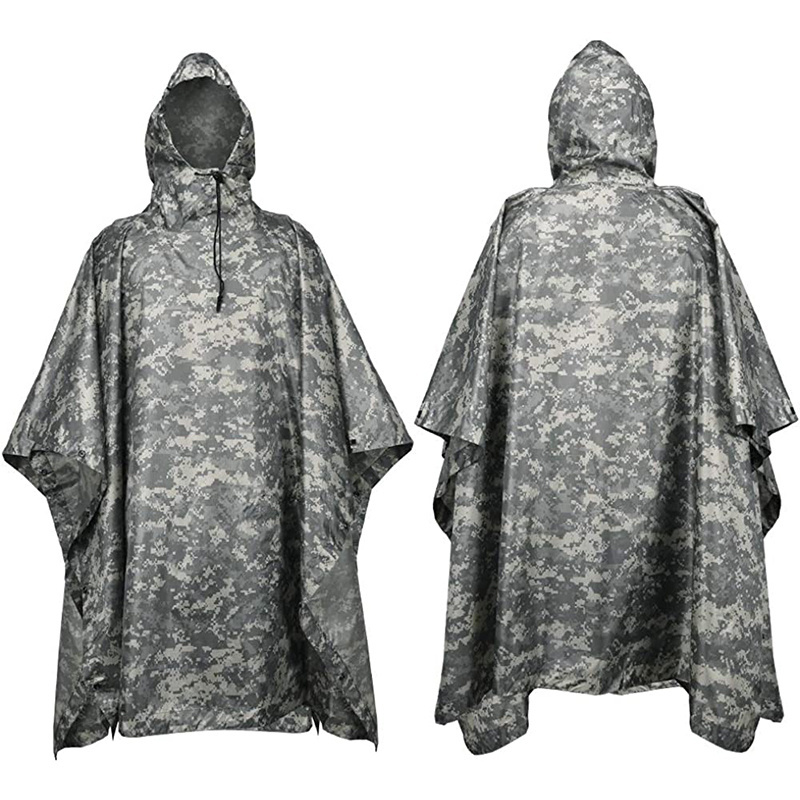 Camouflage Tactical  Waterproof Sun Protection Clothing PU Coating Tactical Raincoat Poncho