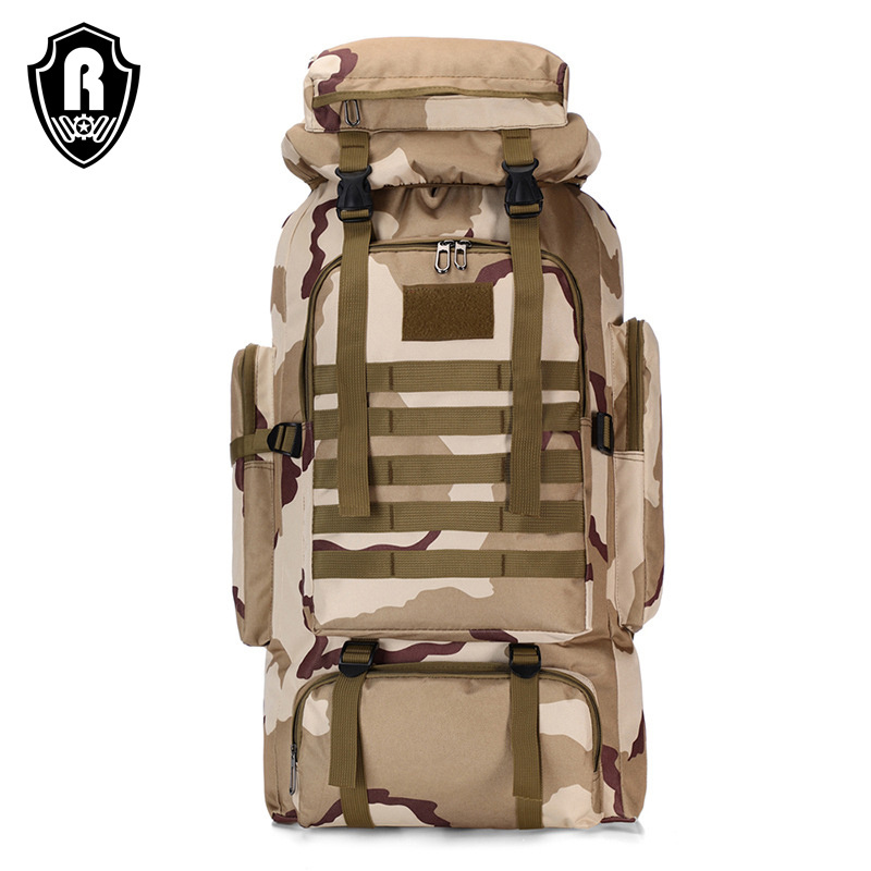 Custom Logo 80L large High Quality Camel Back Mountain Bag Smell Proof Green Camouflage Tactical Backpack Hiking