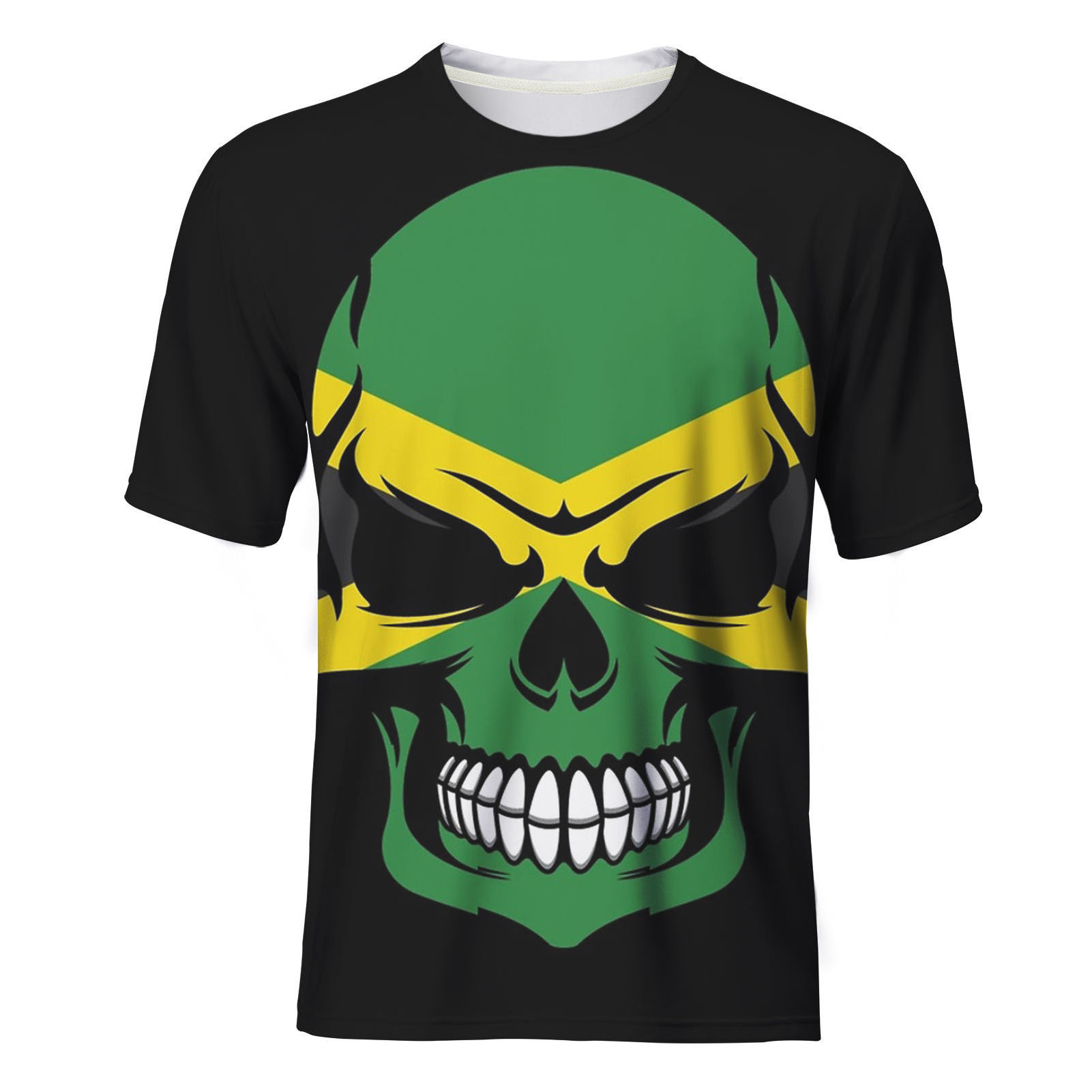 Jamaica Flag Pride Print T Shirt for Boys Free Custom Logo Men's Round-neck T-shirts Casual Short Sleeve Black Polyester Shirts