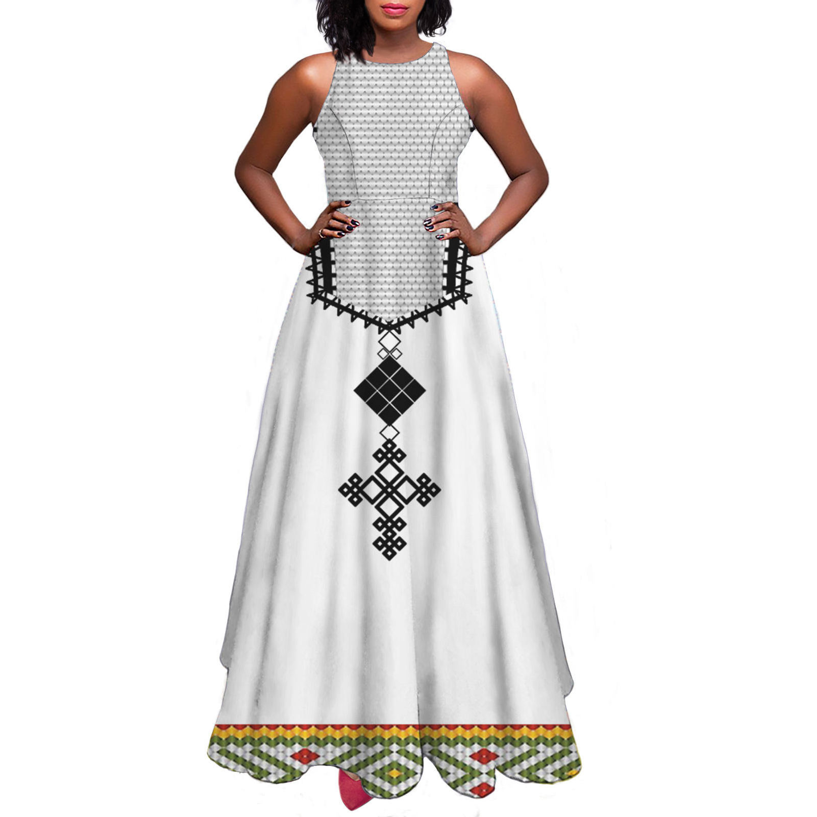 Dropshipping Ethiopia Designer Vintage Women's Clothing Dress Unique Custom Elegant Long Dress Summer Casual Ethiopian Dress