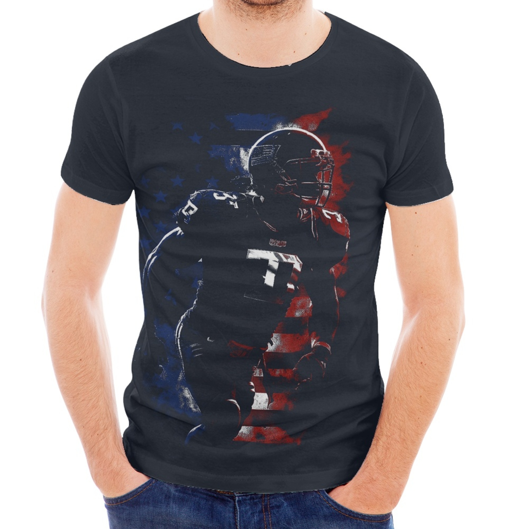 American Football Fans T Shirts Sublimated Printed Custom Your Team Name nfl Men/Youth Plain T-shirt Bulk