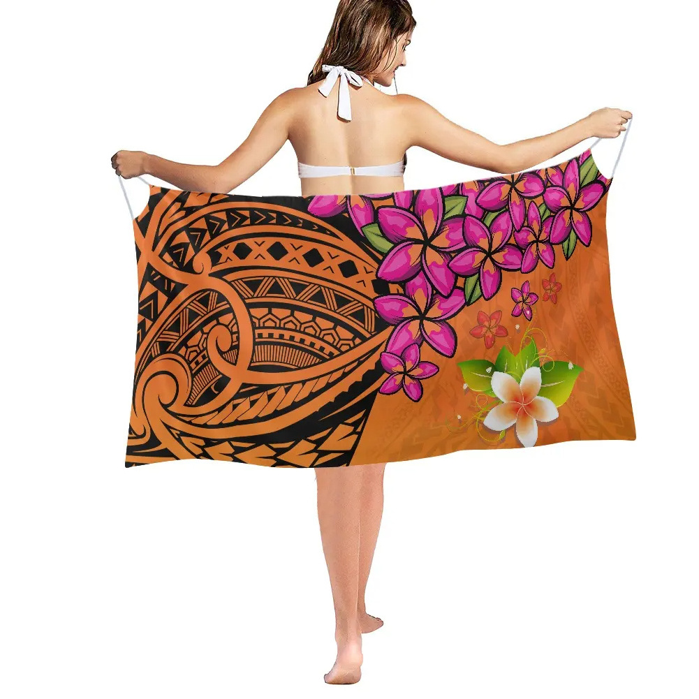 Polynesian Tribal Hawaiian Sarong Printed Women Swimsuit Cover Ups Beach Bathing Suit Coverup Short Swimwear Bikini Wrap Skirt