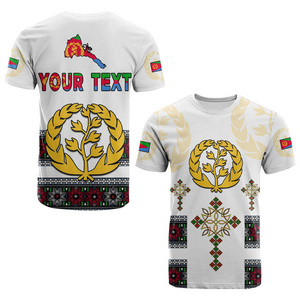 New Arrival Eritrean Habesha Tilet Designer T Shirt For Men African Eritrea Cross White Vintage T Shirt Wholesale Custom T-shirt