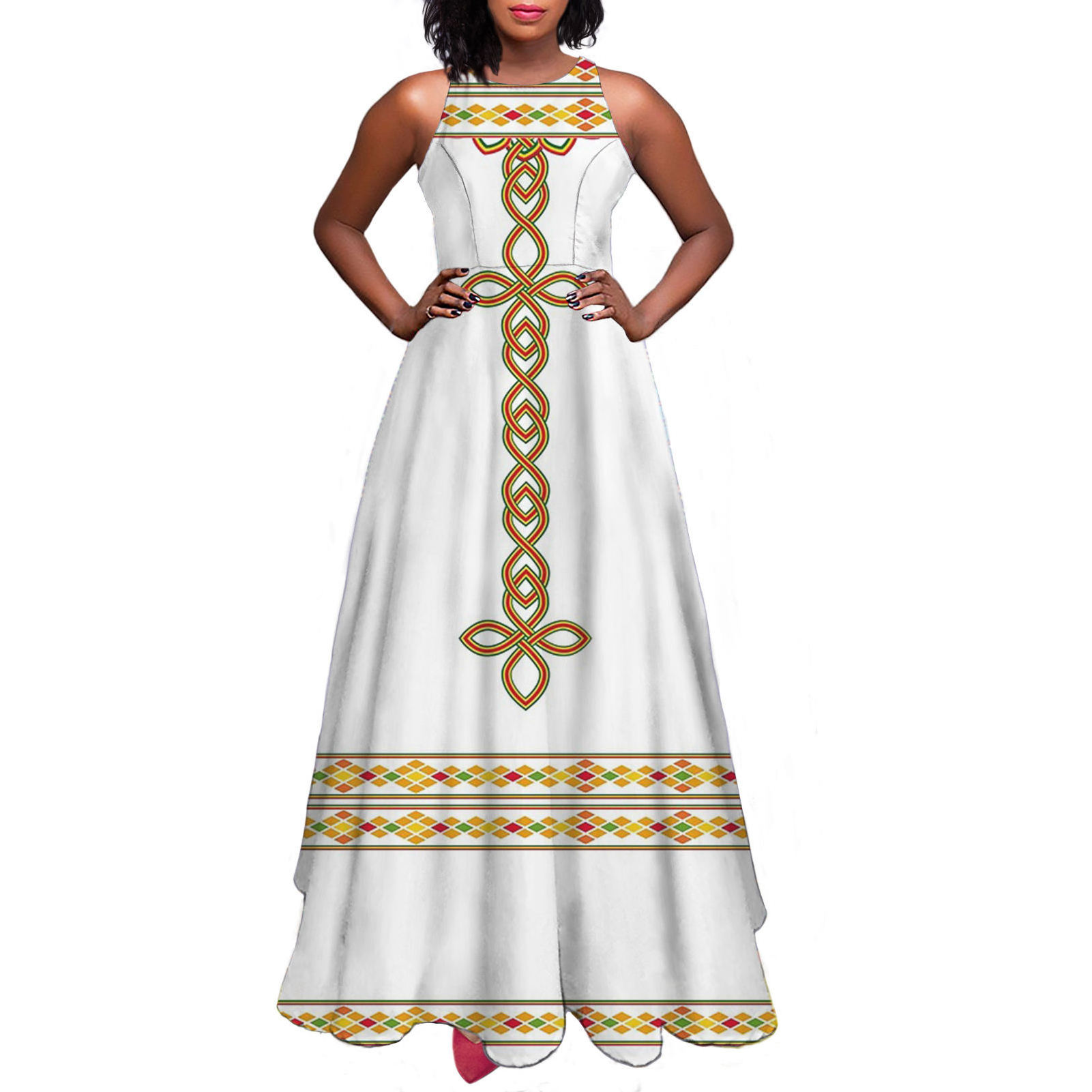 Dropshipping Ethiopia Designer Vintage Women's Clothing Dress Unique Custom Elegant Long Dress Summer Casual Ethiopian Dress