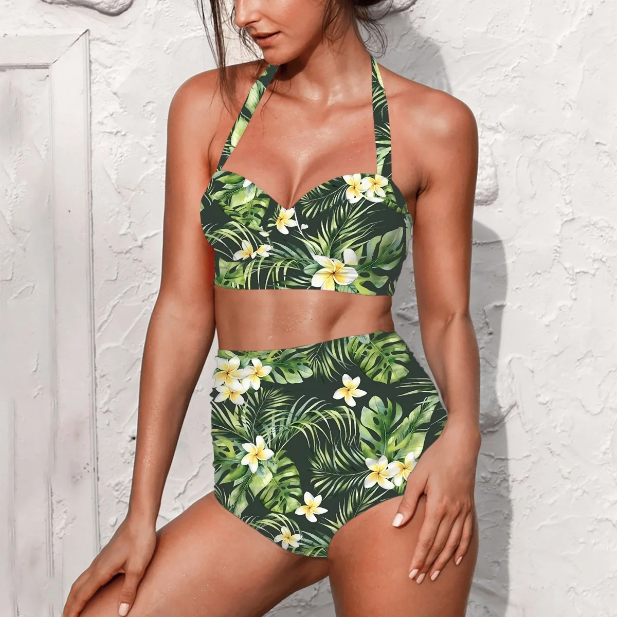 2024 Best Sell Ethnic Style Sexy Girls Swimwear Wholesale Polynesian Swimsuit Women Oversized Premium Frangipani Custom Bikinis