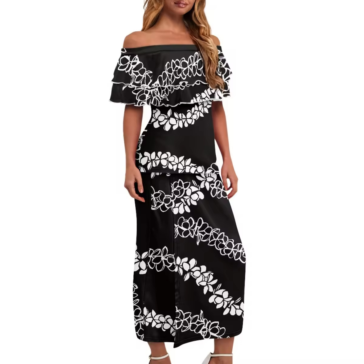 On Demand Printed Women's Puletasi Samoa One Shoulder Ladies Two Piece Customized Polynesian Tribal Holiday Clothing Wholesale