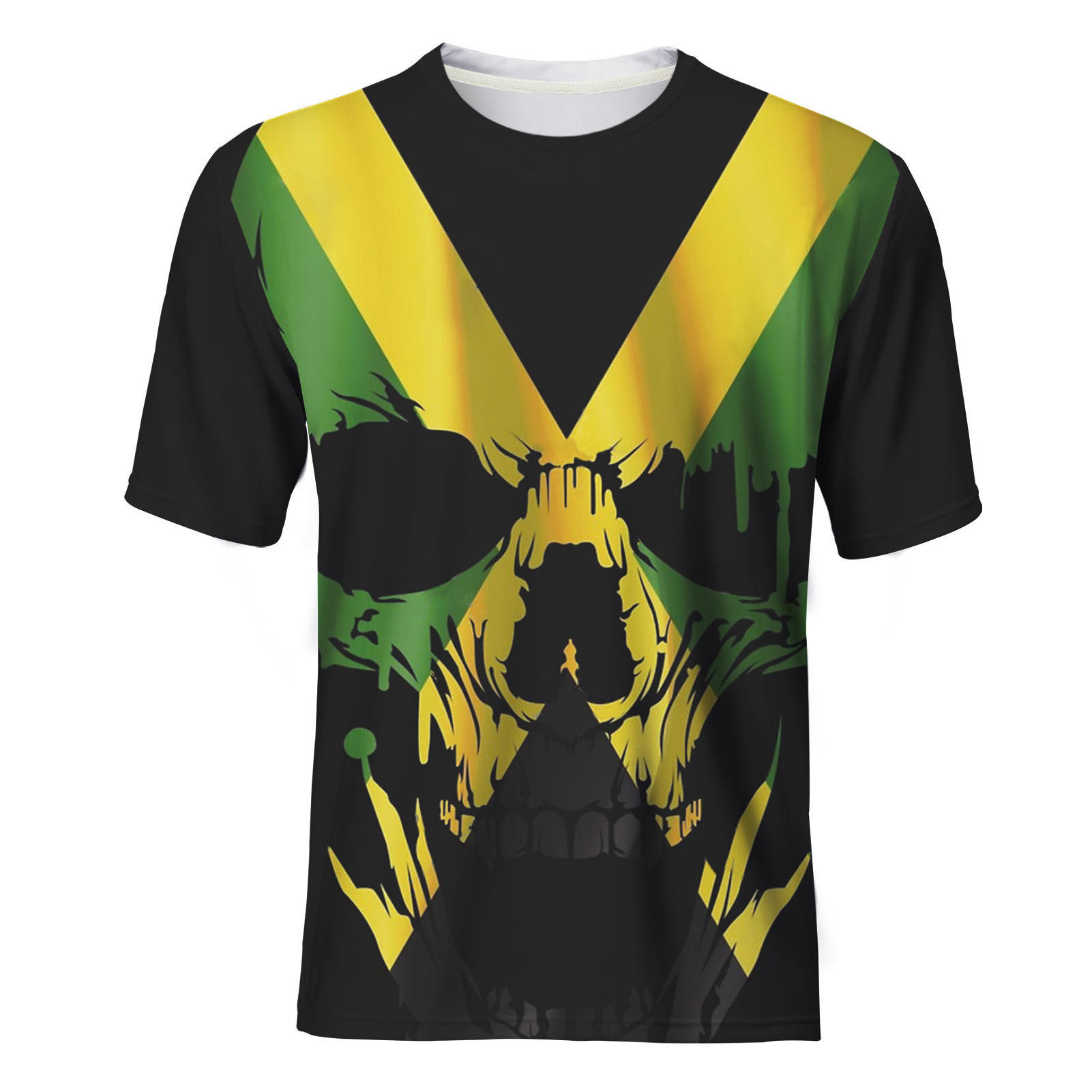 Jamaica Flag Pride Print T Shirt for Boys Free Custom Logo Men's Round-neck T-shirts Casual Short Sleeve Black Polyester Shirts