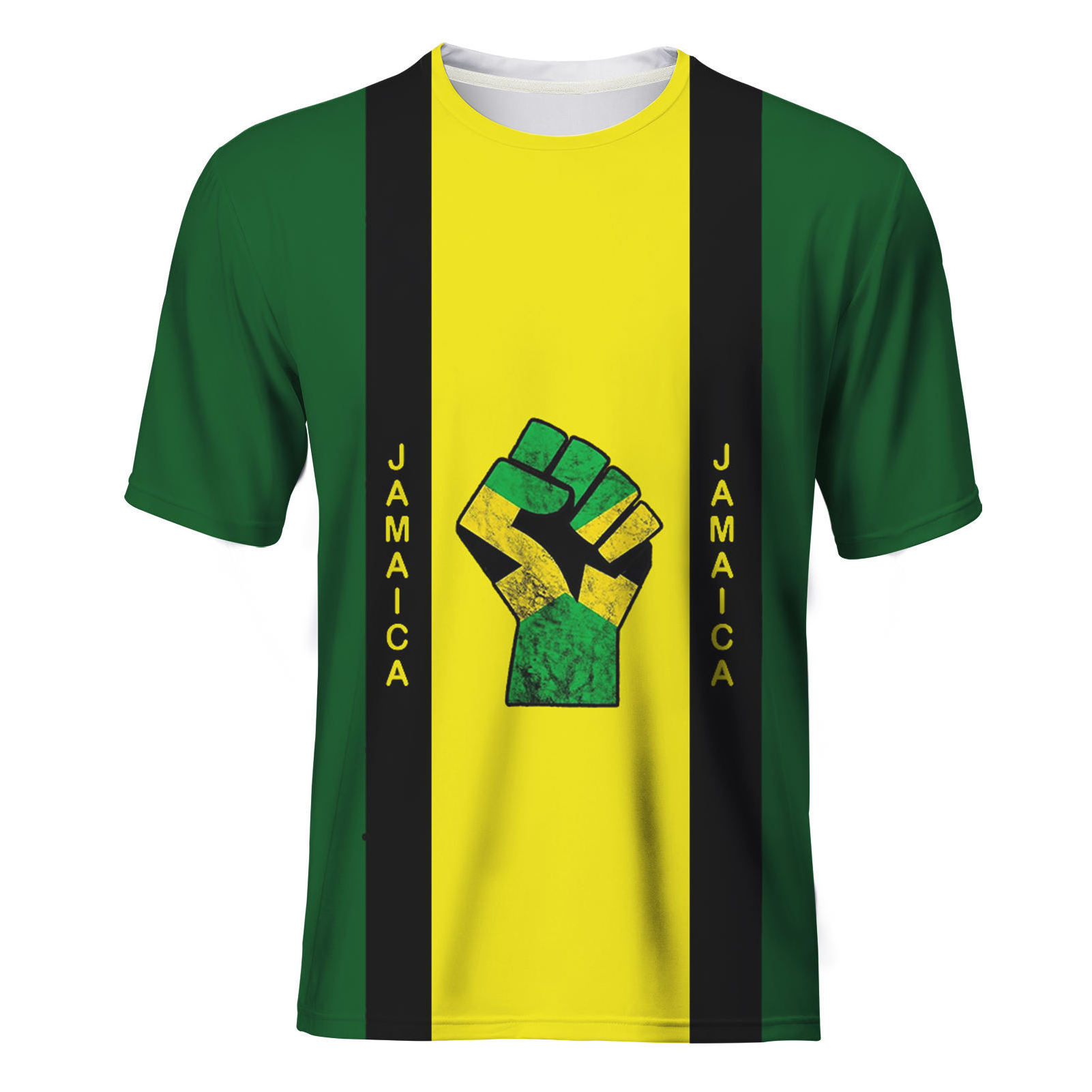 Jamaica Flag Pride Print T Shirt for Boys Free Custom Logo Men's Round-neck T-shirts Casual Short Sleeve Black Polyester Shirts