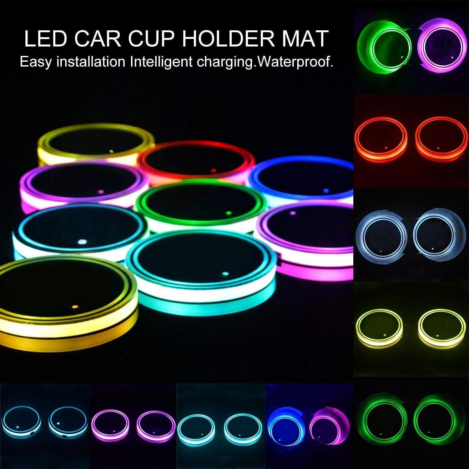 Car LED water cup mat for Toyota anti - skid pad USB charging light door slot pad car interior atmosphere lights