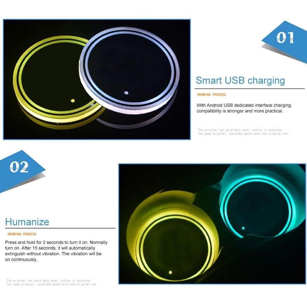 Universal LED car cup light pad RGB beverage coaster accessories interior decoration atmosphere compatible with BMW Jeep